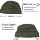 vidsel 100% Cotton Skull Caps Beanie Night Cap Sleep Hats for Men Women - 2 Black & Army Green — 2