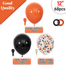 68Pcs Black and Orange Balloons, 12 inch Orange Black Latex Balloon Set with Confetti Ribbons Reusable, Fade-Resistant for Halloween, Graduation Spooky Party Decorations. | Black Orange — 2