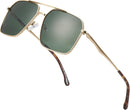ZENOTTIC Polarized Aviator Sunglasses for Men: UV400 Protection Trendy Anti-Glare Shades - Driving Fishing Golf Fashion | Gold Frame Green Lenses — 1