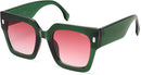 SOJOS Oversized Sunglasses for Women Thick Big Square UV400 Shades SJ2194 | Green Frame/Pink Grading Lens — 2