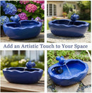 Solar Water Fountain, 11 inch Ceramic Koi Fountain, Blue Glazed Finish,…