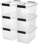 6 Quart Clear Storage Latch Box/Bins, 6-Pack Plastic Container with Latches and Lid — 1