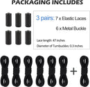 ZHENTOR Elastic Shoe Laces, Elastic No Tie Shoelaces for Sneakers, One Size Fits All Adults and Kids Shoes | Black 03L | 3 Pairs — 2