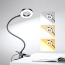 LED Desk Lamp Clip on Light with 3 Color Modes 10 Brightness Ring/Clamp Light 360° Adjustable Neck Dimmable Eye… — 1