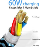 Teeind Type C Cable Fast Charging, Tpc002 3 Pack(3Ft/0.9M 60W) C to Type C Charger Nylon Braided Cord Compatible with iPhone 17/17 pro, 16/16 pro, MacBook, Samsung Galaxy S25/24/23/22, for Daily Use 4