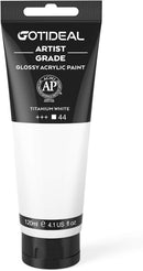 GOTIDEAL Acrylic Paint Titanium White Tube White Paint (120ml, 4.1 oz) | Regular — 1