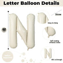 40 Inch Beige One Balloons for 1st Birthday, Cream White Sand One Balloon Letters with Ribbon, Neutral Ivory Alphabet One Balloon for Boys Girls First Birthday 1 Year Old Baby Shower Party Decorations | Cream - One — 2