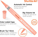 Shuttle Art Automatic Ink Control Acrylic Paint Markers, 24 Pastel Colors Brush Tip Acrylic Paint Pens for Rock Painting, Ceramic, Wood, Canvas, Glass, Stone, Fabric, Card Making, DIY Football Crafts | 1 Count (Pack of 24) — 4