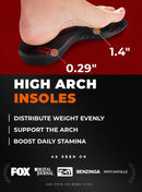 CRUVHEAL 220+ lbs Plantar Fasciitis Insoles Men High Arch Support Black, L