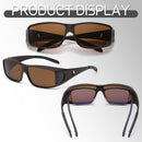 Polarized Fit Over Glasses Sunglasses for Men Women Driving Square Wrap Around Shades UV Protection Sun Eyewear PT2006 | Matte Coffee/Brown | 62 Millimeters — 7