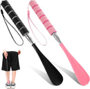 2Pcs Shoe Horn Long Handle Retractable Shoe Horn Black Pink — 1