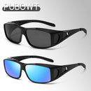 Polarized Fit Over Glasses Sunglasses for Men Women Driving Square Wrap Around Shades UV Protection Sun Eyewear PT2006 | 2pcs(black/Gray+black/Mirrorblue) | 62 Millimeters — 6