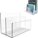 Boloyo Acrylic File Holder,1PC 2 Sections Clear File Organizer Mail Letter Sorter Desktop Folder Holder for Home Office School Envelope Bill Filling Paper Document — 1