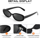 DANAMY Sunglasses Womens Retro Oval Sunglasses for Women Men Fashion Small Oval Sun Glasses 90s Vintage Driving Shades | A1 Black+leopard Frame-brown Lens — 6