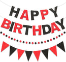 Pre-Strung Felt Happy Birthday Banner Red Black Garland Set | Black Red — 1