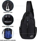 WATERFLY Crossbody Sling Backpack Sling Bag Travel Hiking Chest Bag Daypack (Black) | Small — 5