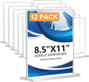 12 Pack Acrylic Sign Holder 8.5 x 11, Double-Sided Clear Sign Holder Plastic Stands for Display, T Shape Acrylic Table Sign Stands for Office Store Restaurants Wedding Party Decoration | Vertical 12 Pack 8.5x11 — 1