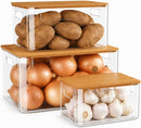 3 Pack Pantry Organizers and Storage Bins with Bamboo Lids,Trash Bag Holder — 1