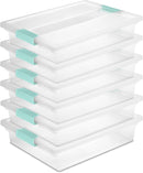 Sterilite Clip Box, Stackable Clear Plastic Bins- Large, 6-Pack — 1