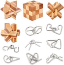 Bamboo 3D Puzzle Metal Brain Teasers Puzzles Mind Game Toys Set for Teens and Adults Pack of 12pcs — 1