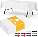 Niuara White Plastic Table Cloth - 4 Pack 54" × 108" Rectangle Disposable Tablecloths for 6FT Tables, Table Cover for Party, Holiday & Gathering Use | 54" x 108" - 4 Packs — 1