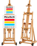 MEEDEN Versatile Studio H-Frame Easel - All Media Adjustable Beech Wood Studio Easel, Painting Floor Easel Stand, Movable and Tilting Flat Available, Holds Canvas Art up to 77" | Natural — 1