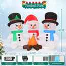 GOOSH 6 FT Long Christmas Inflatables Snowman Outdoor Decorations Blow Up Three Sitting Snowmans with Campfire with Built-in LEDs for Holiday Party Xmas Yard Garden Lawn Decor — 6
