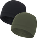 vidsel 100% Cotton Skull Caps Beanie Night Cap Sleep Hats for Men Women - 2 Black & Army Green — 1