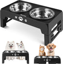 Jovrun Elevated Dog Bowls for Small Dogs and Cats, Non-Slip Cat Bowls with 2 Thick 5.5" Stainless Steel Dishes, Dog Feeder 2 Heights Adjustable to 2.6"-5.3" — 1