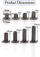 110 Sets Black Chicago Screws Leather Assorted Kit ，8 Sizes of Rivet Screws for Chicago Rivet for DIY Leather Craft and Bookbinding (M5 X 4, 5, 6, 8, 10, 12,15,18) | Gun black | M5*4.5.6.8.10.12.15.18mm — 5