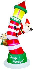 Lulu Home 9FT Christmas Inflatable, Giant Lighthouse with Santa & Reindeer — 8