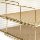BLU MONACO | Paper Tray Stackable Gold Mesh Set of 2 | Stackable File Trays for Desk Organization | Tiered Desk Organizer with Metal Letter Trays — 5