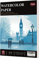 Ogfu Water Color Paper 8.5 x 11, Cold-Pressed Watercolor Paper 300gsm/140lb | White | 8.5"X11" (Pack of 1) Pad — 1
