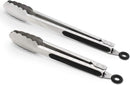 304 Stainless Steel Kitchen Cooking Tongs, 9" and 12" Set of 2 Sturdy Grilling Barbeque Brushed Locking Food Tongs… — 1