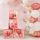 Voircoloria Baby Boxes with Letters, Rose Gold, 4 Transparent Balloon Boxes — 4