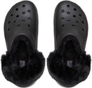 Crocs Women's Classic Platform Fuzz Lined Clogs, Fuzzy Slippers | 6 | Black — 3