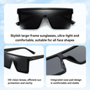 Dollger Square Oversized Sunglasses for Women Men Fashion Flat Top Big Black Frame Shades | Black Frame Black Lens — 5