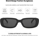 Rectangle Sunglasses for Women Men Trendy Y2K 90s Square Sun Shades UV400 | Leopard Green Lens and Black — 3