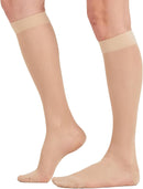 BSERA 2 Pairs Sheer Compression Socks for Women 15-20 mmHg Knee High | Beige | Medium — 1