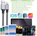 iPhone Charger, 3Pack 6FT Nylon Braided Lightning Cable Fast Charging Cord 5
