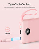 VRURC Portable Charger, Slim Power Bank Built-in 4 Cables, Travel Essential photo 3