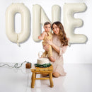 40 Inch Beige One Balloons for 1st Birthday, Cream White Sand One Balloon Letters with Ribbon, Neutral Ivory Alphabet One Balloon for Boys Girls First Birthday 1 Year Old Baby Shower Party Decorations | Cream - One — 4
