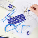 STAEDTLER 10-Piece Math Set with Metal Compass, 6" Ruler & Triangle Squares, 45° & 30/60° Set Squares, Alphabet Stencil - Measuring Tools | 1 Pack — 5
