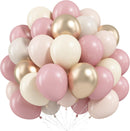 Dusty Pink Beige Balloons, 60Pcs Girls Women Pastel Birthday Party Balloons | Pink White — 1