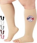 Mojo Toeless Compression Socks for Women and Men 20-30 mmHg Open Toe - AB211 | 6X-Large | Beige — 1