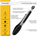 HINMAY Small Silicone Tongs 7-Inch Mini Serving Tongs, Set of 3 (Black Gray White) — 2