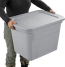 Sterilite 18 Gal Storage Tote, Stackable Bin with Lid, Plastic Container to Organize Clothes in Closet, Basement, Gray Base and Lid, 8-Pack — 4