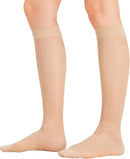 BSERA 2 Pairs Sheer Compression Socks for Women 15-20 mmHg Knee High | Beige Dots | Large — 1