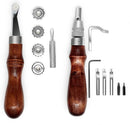 Leather Groover Beveler and Leather Stitching Overstitch Wheels Mark Spacer Set, Leathercraft Sewing Embossing Tool Set — 1