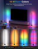 RGB Corner Floor Lamp, Smart Modern LED Mood Light, Glossy Black — 3